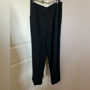 Chaus Black Pleated Straight-Leg Pants size 14